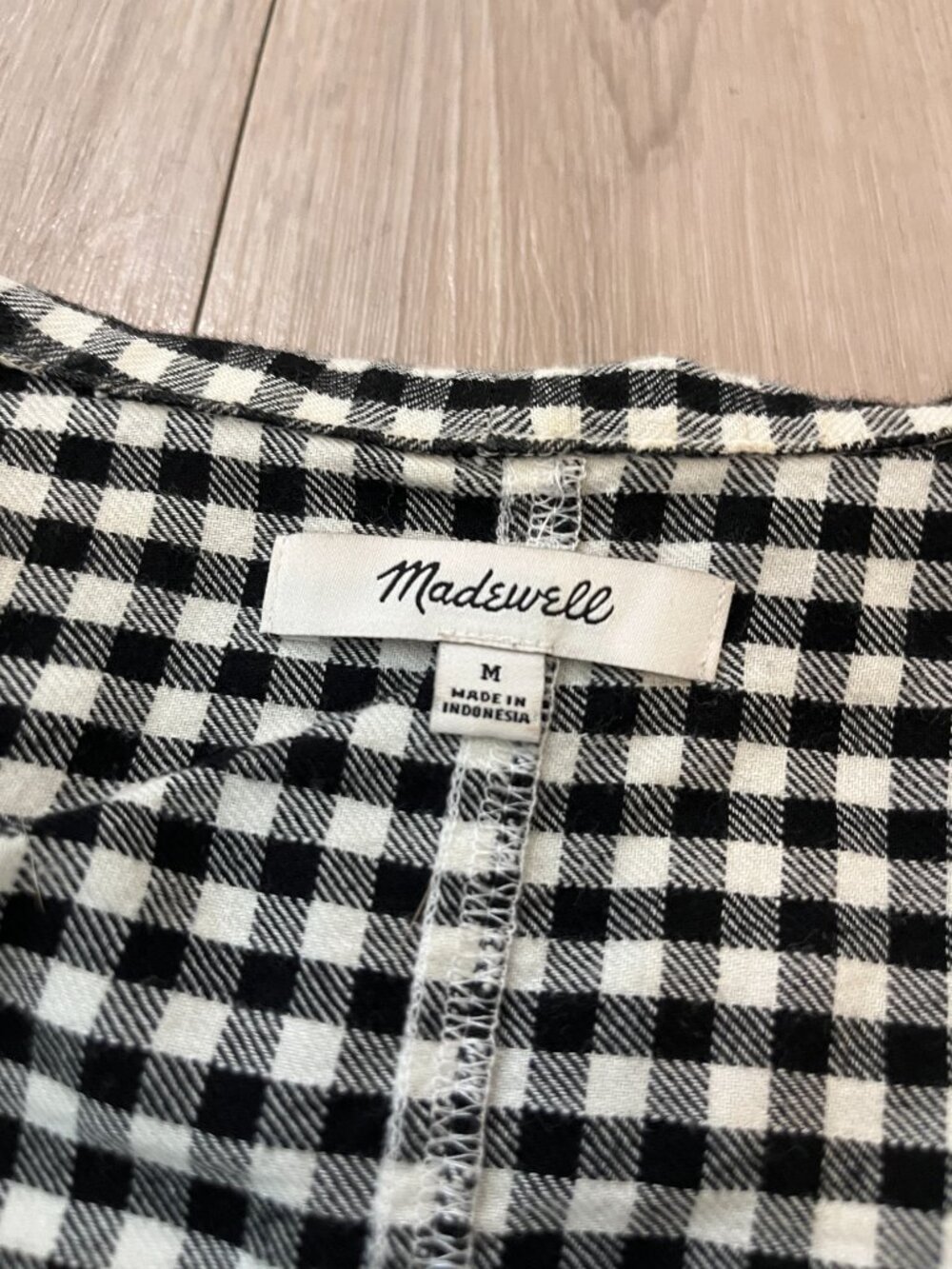 MADEWELL Flannel Puff-Sleeve Top in Check M - Picture 3 of 3